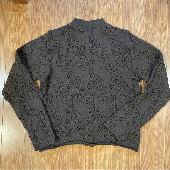 Vintage Brown Wool Lace Floral Cardigan - Picture 5 of 14